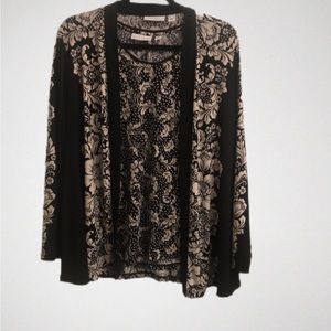 Susan Graver Printed Liquid Knit Cardigan and Tank Set Size Medium